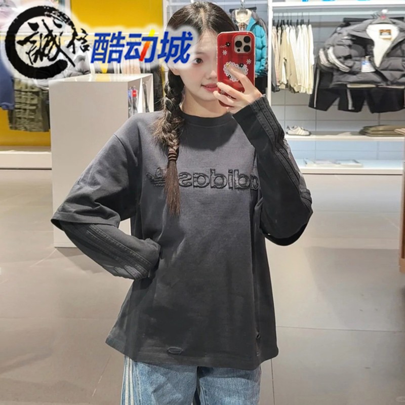 阿迪达斯三叶草女子复古做旧T恤