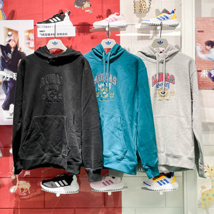 阿迪达斯三叶草男装2024冬新款运动连帽休闲宽松卫衣套头衫JW1965