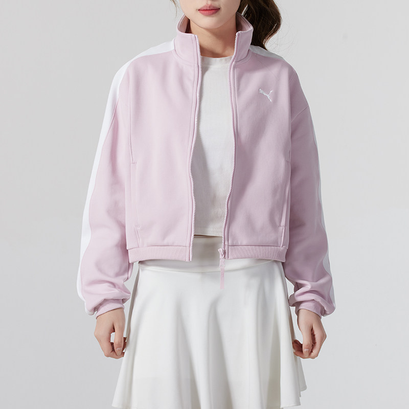 PUMA彪马女子2025春新款针织休闲保暖运动立领夹克外套 631311-90