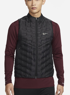 NIKE耐克男子2024冬季款拼接拒水保暖立领运动羽绒马甲FB7543-010