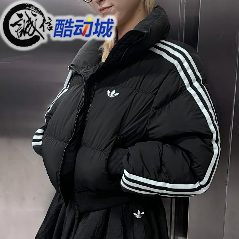 阿迪达斯三叶草女子秋新款保暖短款运动宽松棉服面包服JX2970 969