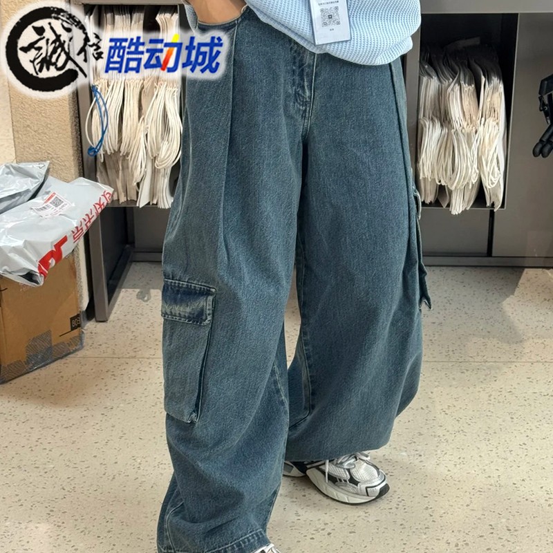 阿迪达斯三叶草牛仔工装运动裤