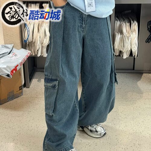 阿迪达斯三叶草牛仔工装运动裤