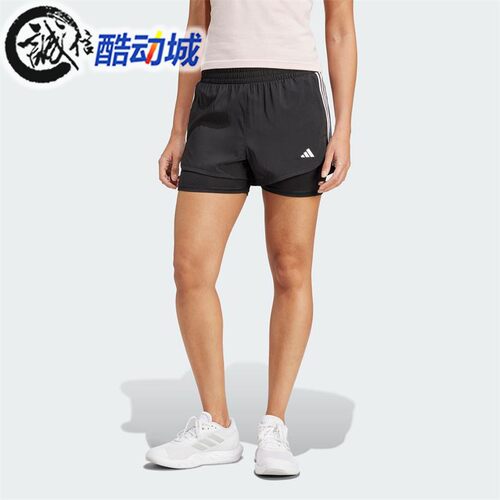 阿迪达斯女子二合一运动短裤