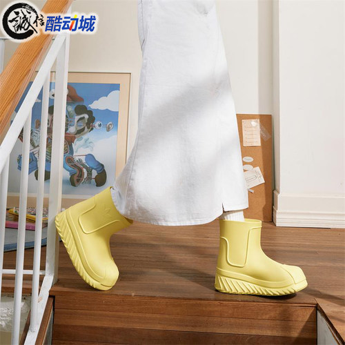 阿迪达斯三叶草耐磨防水女雨靴