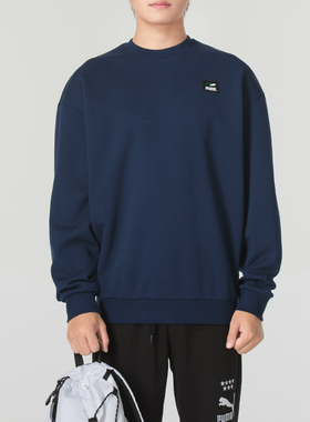 PUMA彪马男装2024秋季新款圆领舒适休闲运动卫衣套头衫 628144-14