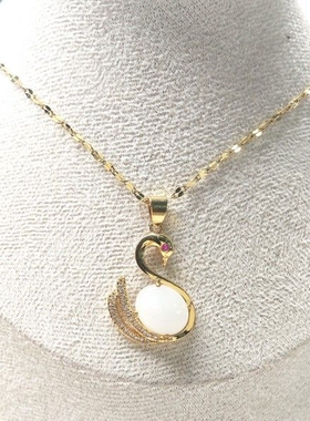 蛋面白色和田玉优雅小天鹅气质时尚百搭热卖礼物锁骨链正圆项链