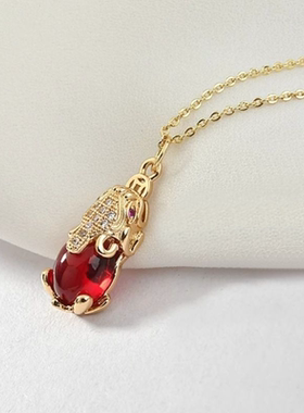 红玉髓貔貅项链短款锁骨链小众时尚百搭网红同款精致到心尖时尚