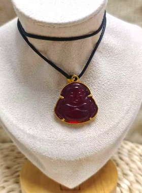 韩版fever新年红项链简约气质耳坠百搭大肚佛琉璃吊坠男女通用