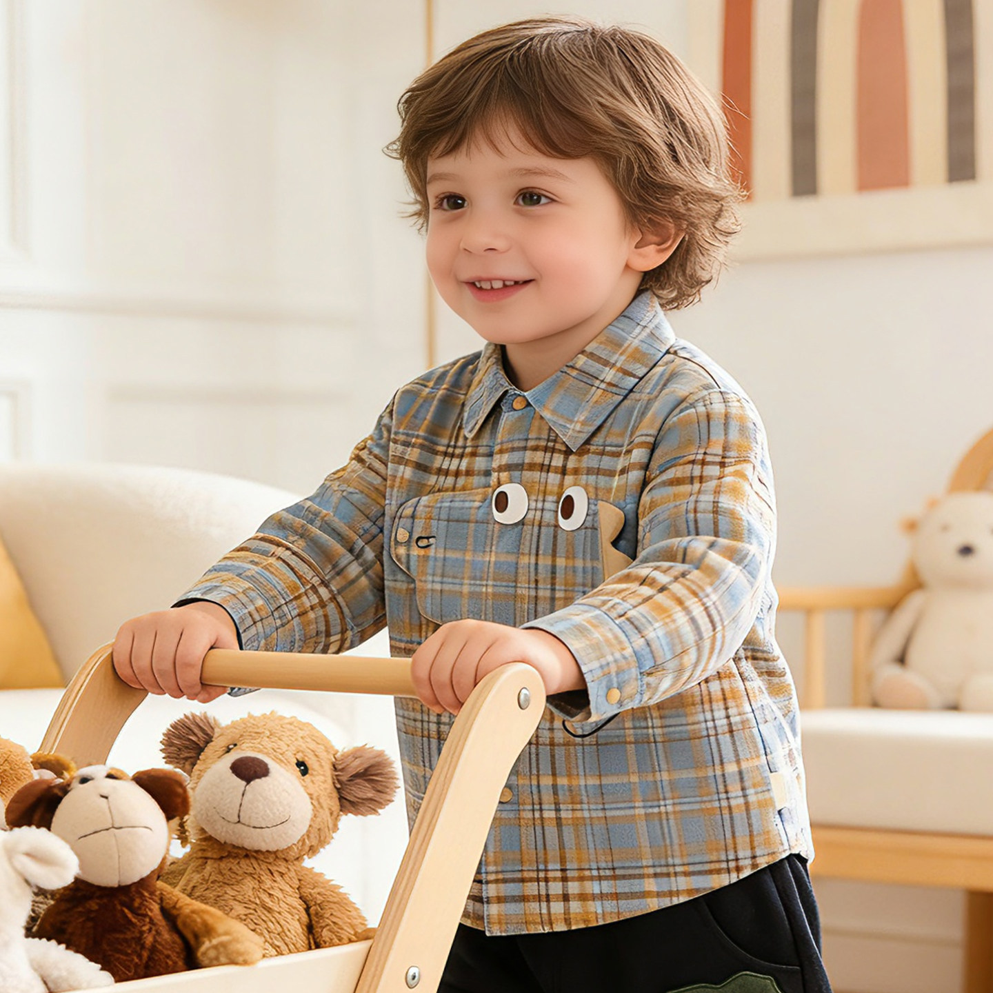 冬季夹棉长袖保暖外套加绒衬衫新