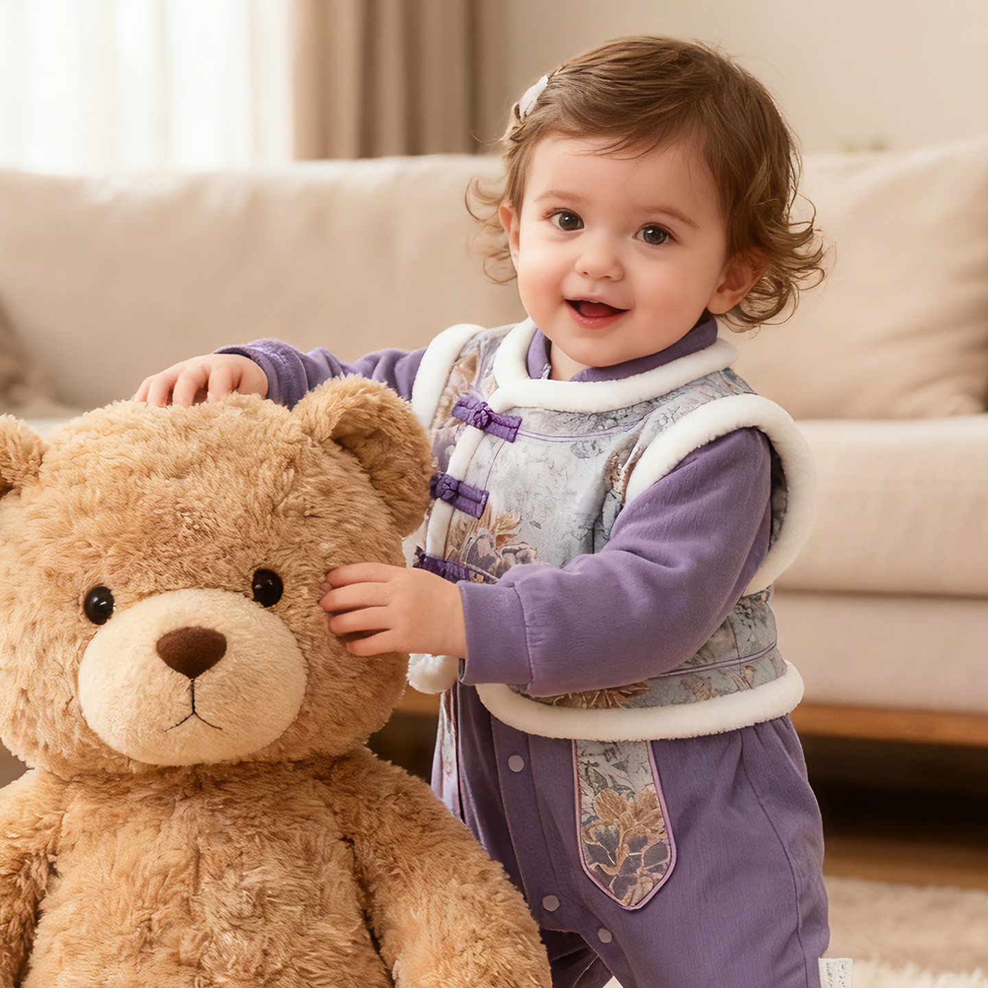 宝宝夹棉连体衣满月过年衣服