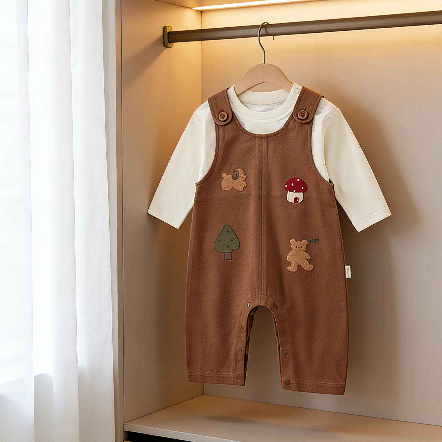 ins风格春季男女宝宝两件套新款小童背带裤婴儿套装80-100码