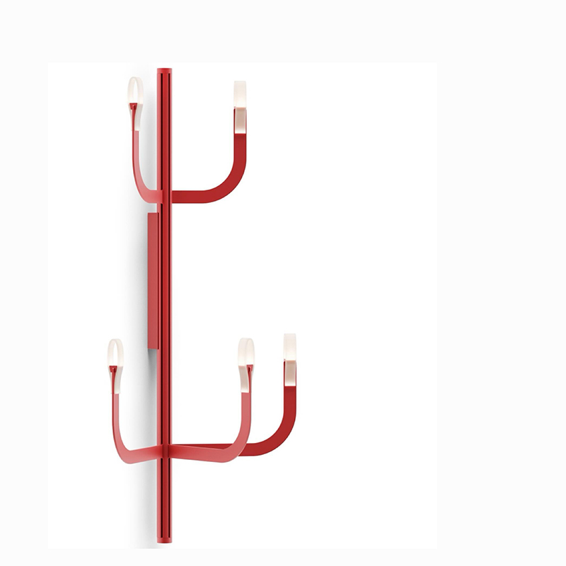 现代简约餐厅大厅吧台酒店吊灯红色金属多臂造型创意灯具装饰吊灯