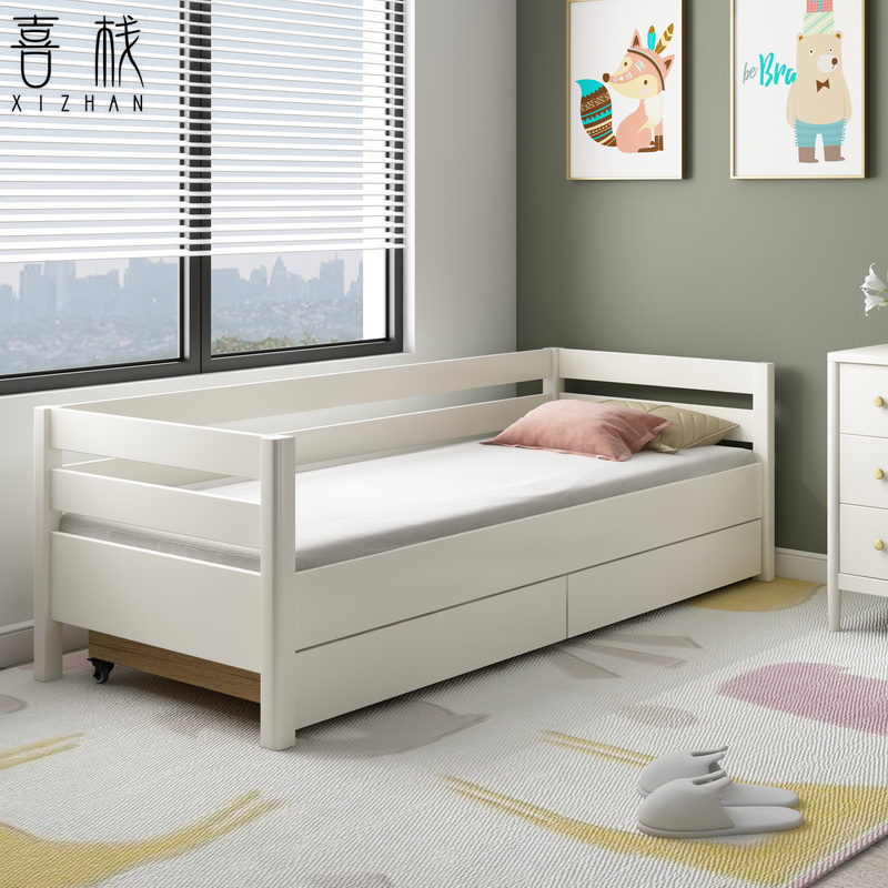 全实木儿童床抽屉床护栏拼接床