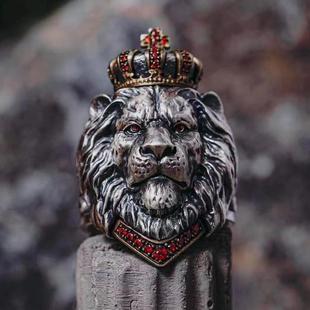 纯银925个性精雕霸气狮子开口男食指指环泰银宽面星座狮子座戒指