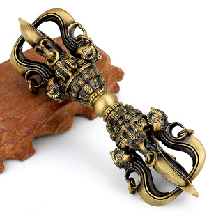 黄铜五股金刚杵手把件男士精品降魔杵摆件礼品手工做旧复古礼品