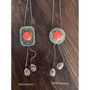 蒙古族乌珠穆沁民族风蒙古袍松石项链毛衣链吊坠项链情侣款新款