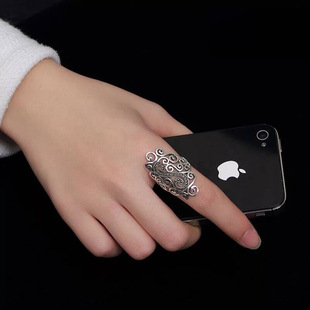 复古宫廷镀银镂空音符个性马克赛开口活口女士戒指中指食指指环