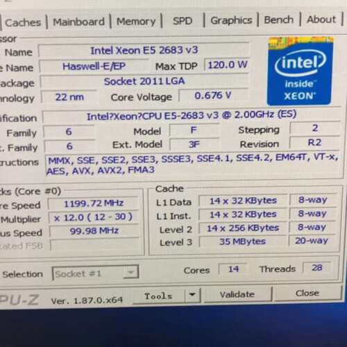 {议价}E5-2683V3 2.0G 14核28线程 QS正显 支