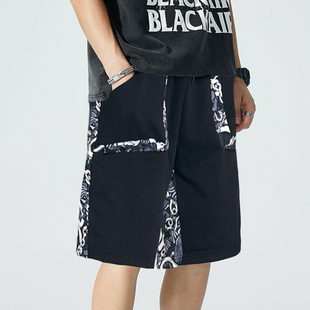 宽松百搭休闲肥佬裤 2023夏季 男加肥加大胖子五分裤 短裤 子 国潮大码