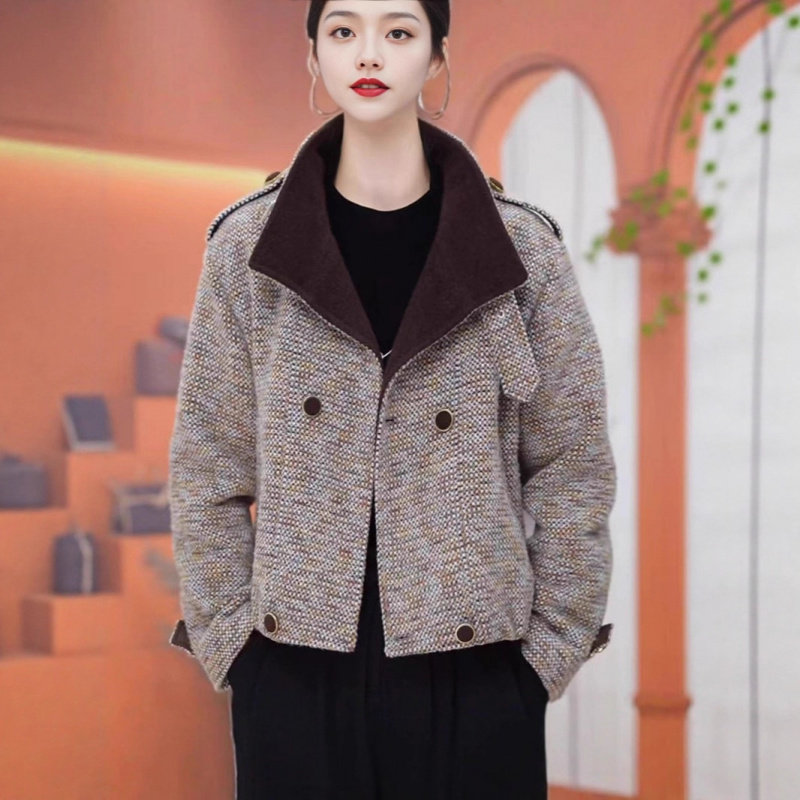 高档百搭女士上衣洋气妈妈减龄宽松秋冬新款保暖时尚水貂绒外套