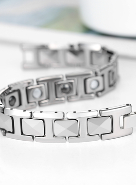 男士单身手链钛钢磁疗锗石保健