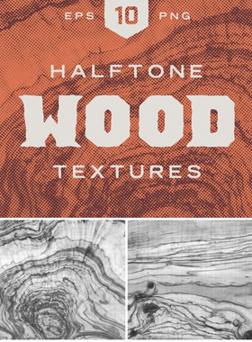 A0836矢量AI设计素材 12张Wood Halftone 木头纹理背景+png透明图