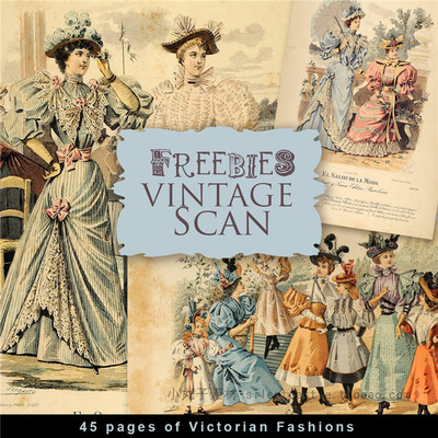 S0016复古设计素材 维多利亚时代服装插画Victorian fashion 46P