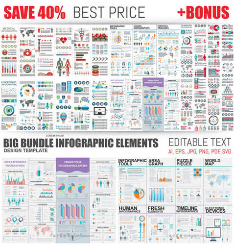 A0224矢量AI设计素材 大数据可视化信息图表infographic元素+png