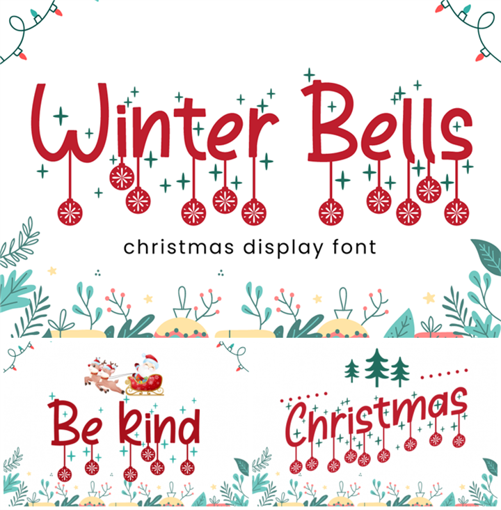 PS平面设计素材 圣诞节铃铛装饰主题英文字体Winter Bells
