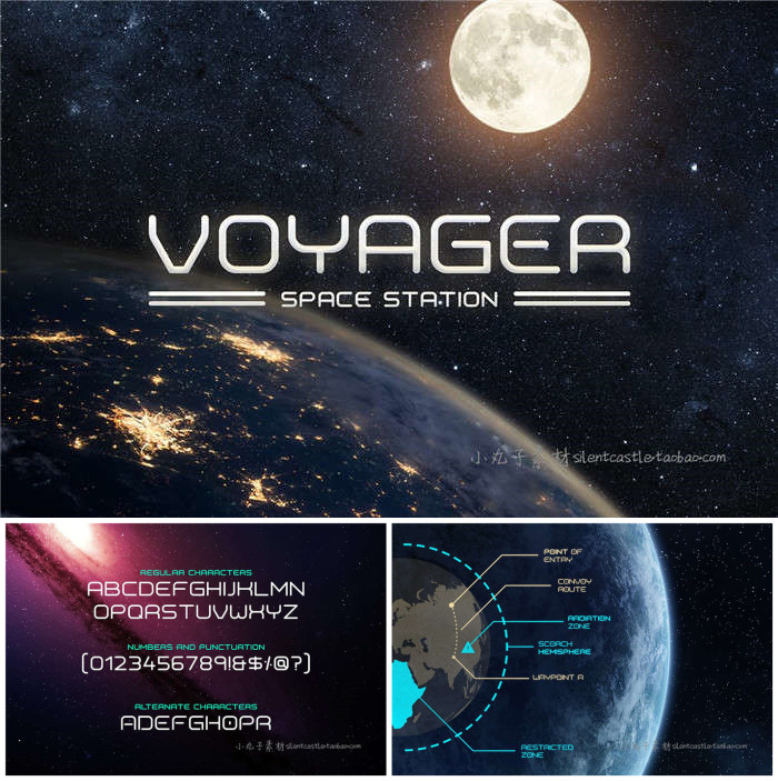 PS平面设计素材科幻未来风格英文字体 Voyager Typeface