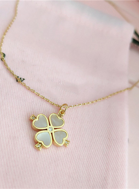 四叶草花朵母贝吊坠项链锁骨链