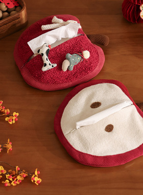 苹果纸巾袋壁挂悬挂式车载卫生间卧室客厅泰迪绒可爱红色抽纸盒