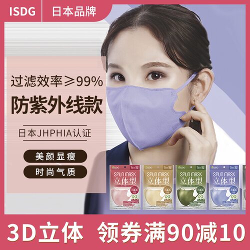 ISDG防护口罩薄款透气高颜值立体