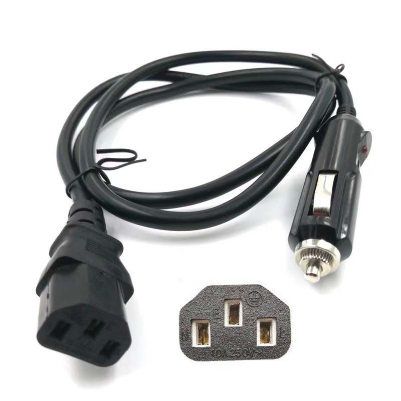 车载电饭煲烧水壶电源线点烟器转品字线三孔12V24V电饭锅充电线