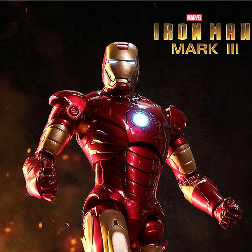 漫威正品中动玩具钢铁侠mk3模型关节可动发光7寸马克3电影手办