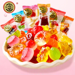 徐福记橡皮糖500g水果汁味qq糖小熊软糖散装 什锦喜糖混合年货零食