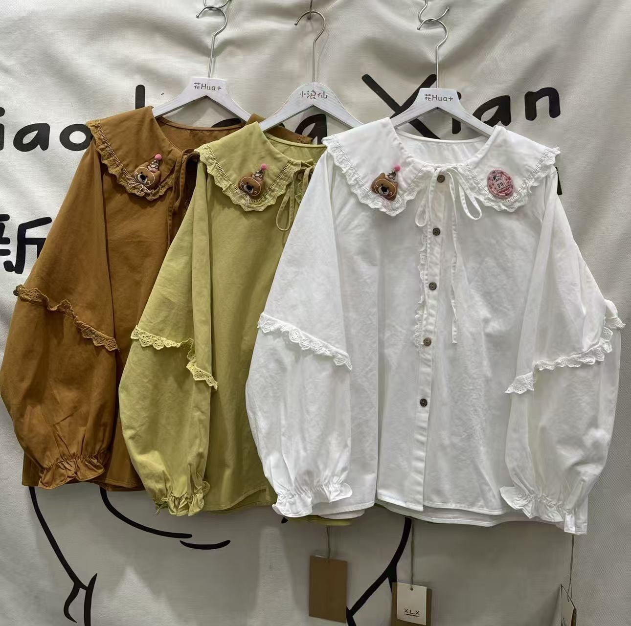 2025秋冬新款立体卡通配饰厚磨毛棉娃娃领衬衫女宽松日系内搭衬衣,女装/女士精品,衬衫,淘宝优惠券,粉丝福利购,淘宝优惠卷
