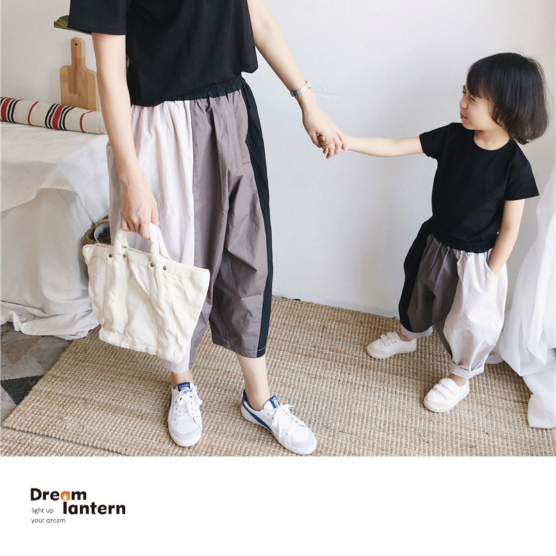 아동 캐주얼 와이드팬츠 여아 하렘팬츠 얇은 부모자식 여름옷 베이비 나인포인트 팬츠 남아 루즈팬츠 트렌디