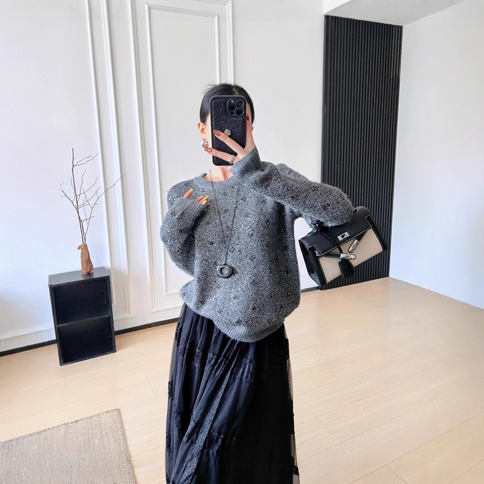 南油高端小香风亮丝毛衣