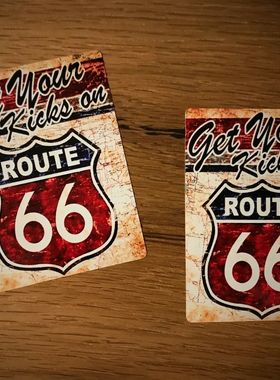 ROUTE 66贴纸V8的Hotrod CRUISIN皮卡调整复古老爷车反光磁性贴