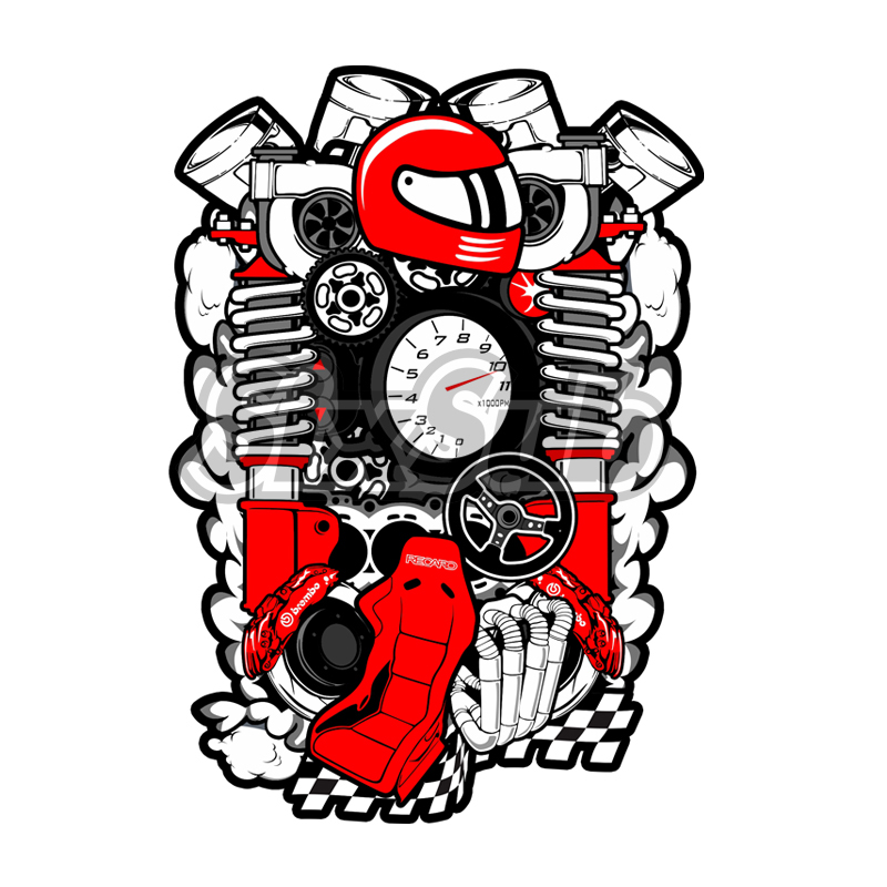 MOTO engine spare 油表刹车骑行多元素混搭涂鸦摩托车贴#120908