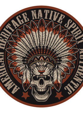 酋长鹰羽冠勇敢者徽章汽车摩托机车贴纸贴花#784