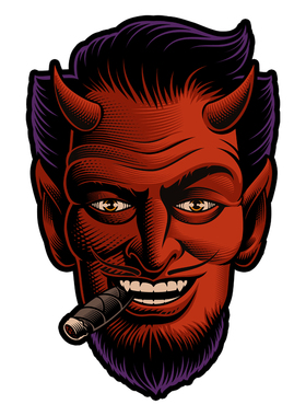 复古烟雪茄的撒旦devil face红色复古汽车摩托车贴画贴花＃709