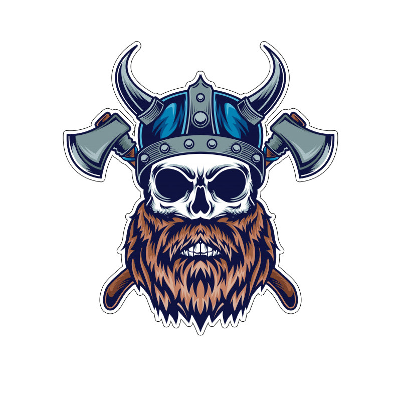 维京海盗大胡子骷髅斧头复古汽车摩托车贴画贴花#746