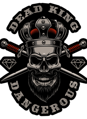 骷髅风格胡子国王王冠DEAD KING汽车摩托贴纸贴花#807