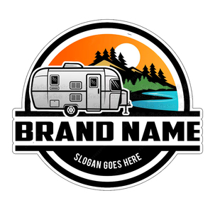 露营trailer旅行度假风格反光镭射拖挂房车车贴贴画#1231