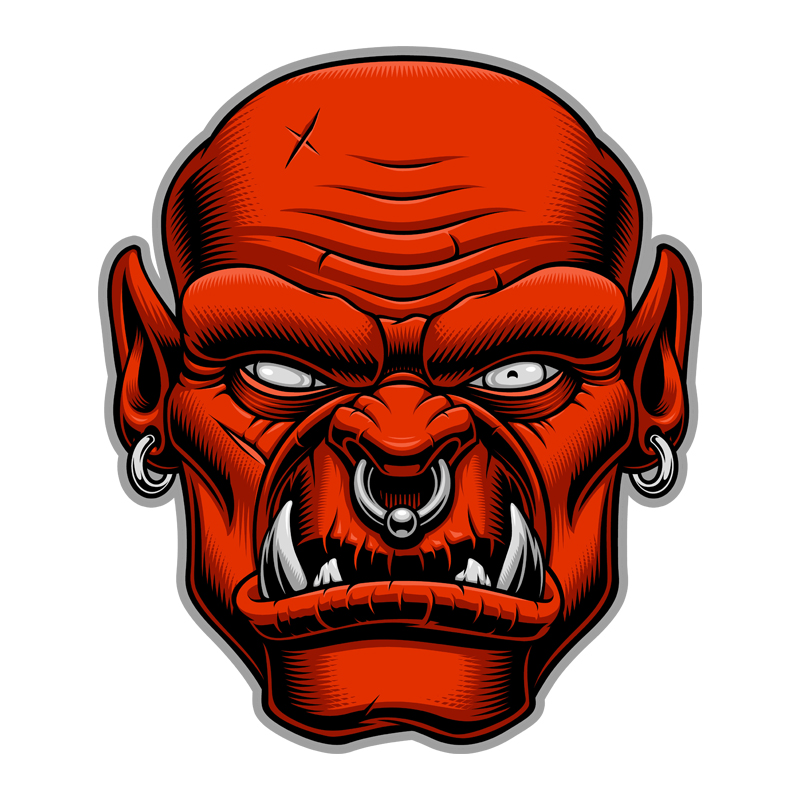 骷髅风格红色兽人大叔汽车光头