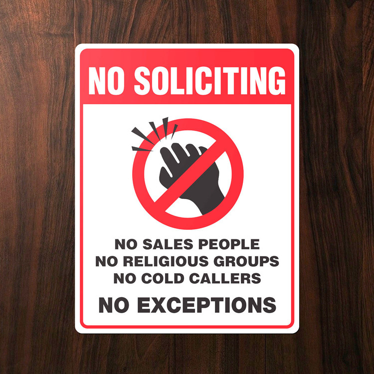 no soliciting请勿打扰禁止推销警告房门贴纸标志贴