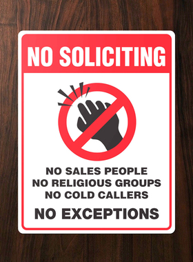 No Soliciting请勿打扰禁止推销警告房门贴纸标志贴